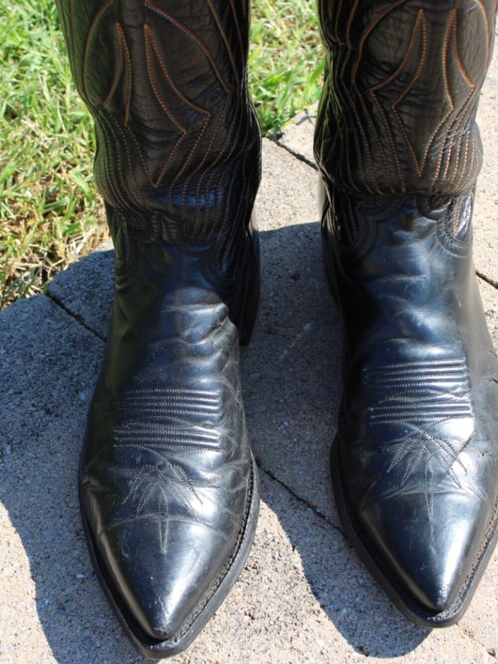 Justin black calfskin J toe Men's Western Cowboy Boots Size 10B